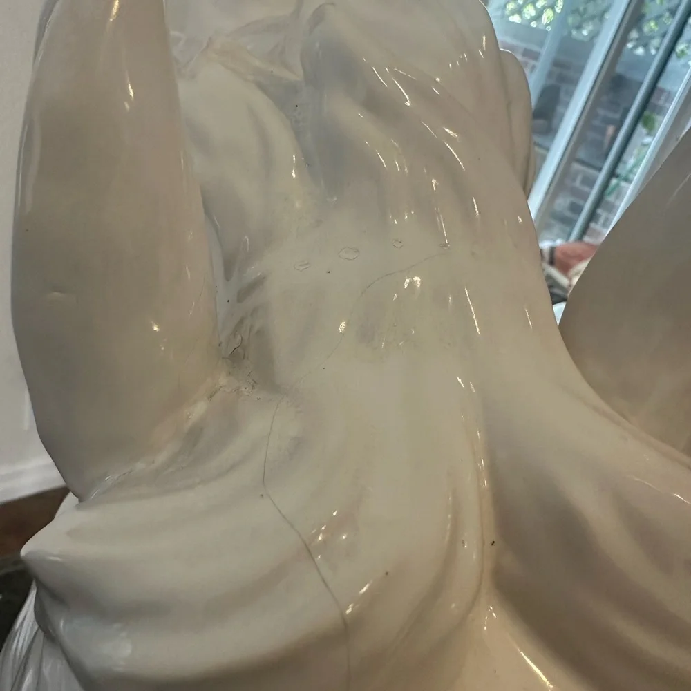 Large scale white neo-classical style ceramic horse bust statue